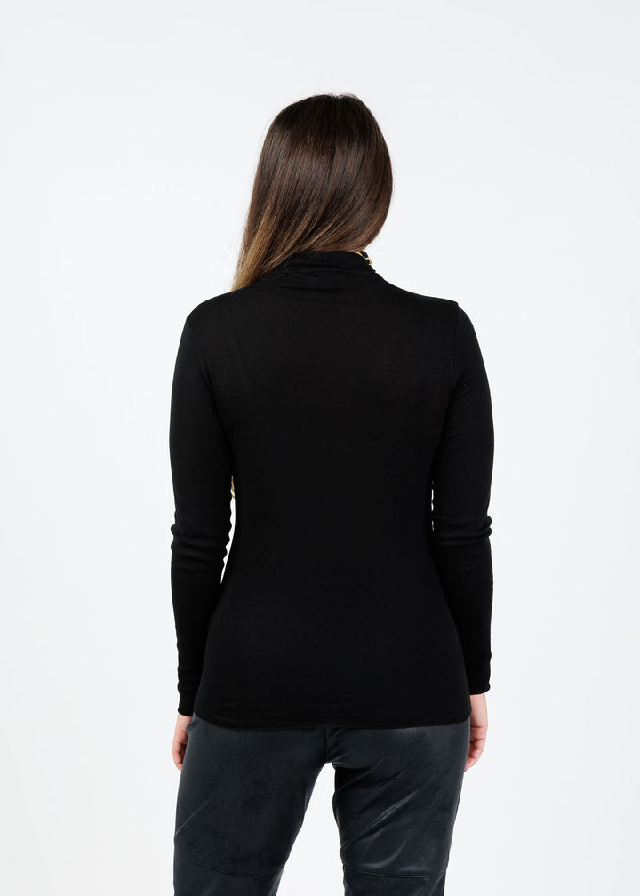 Elliott Lauren Thin Skinned Turtleneck in Black available at Barbara Katz