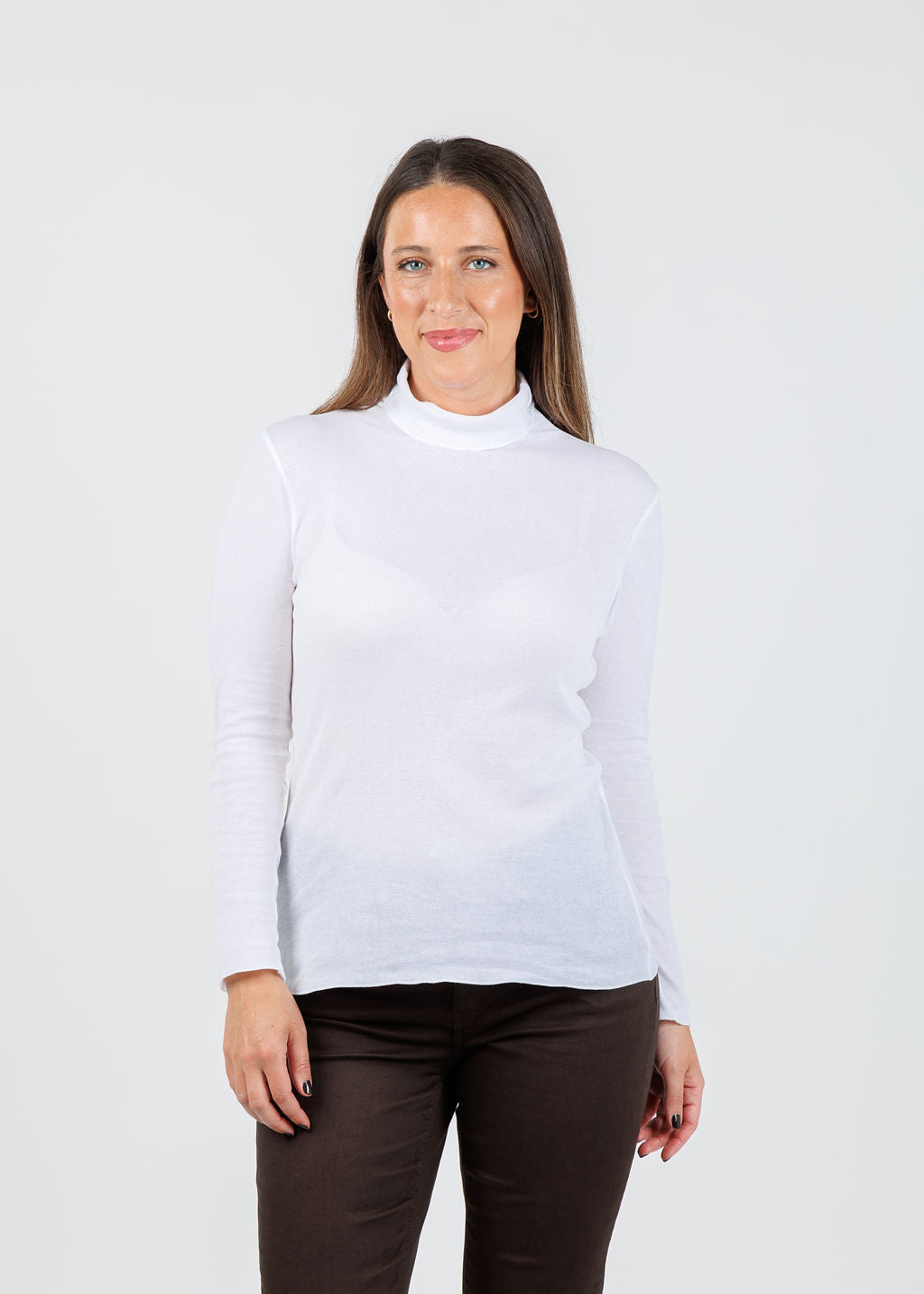 Elliott Lauren Thin Skinned Turtleneck in White available at Barbara Katz