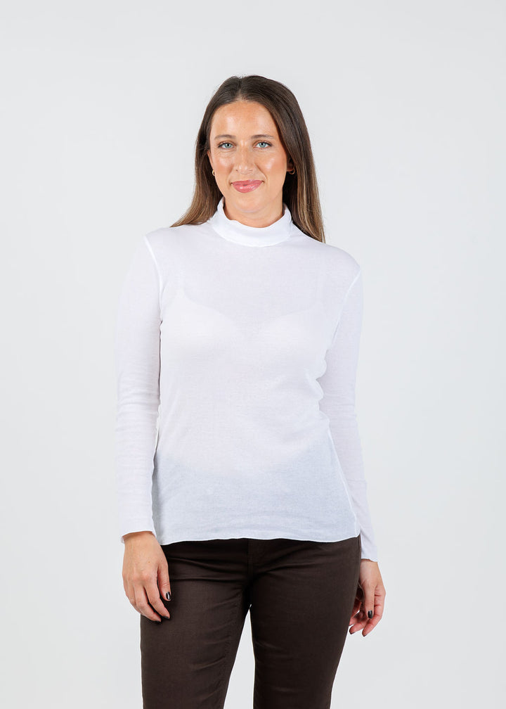 Elliott Lauren Thin Skinned Turtleneck in White available at Barbara Katz