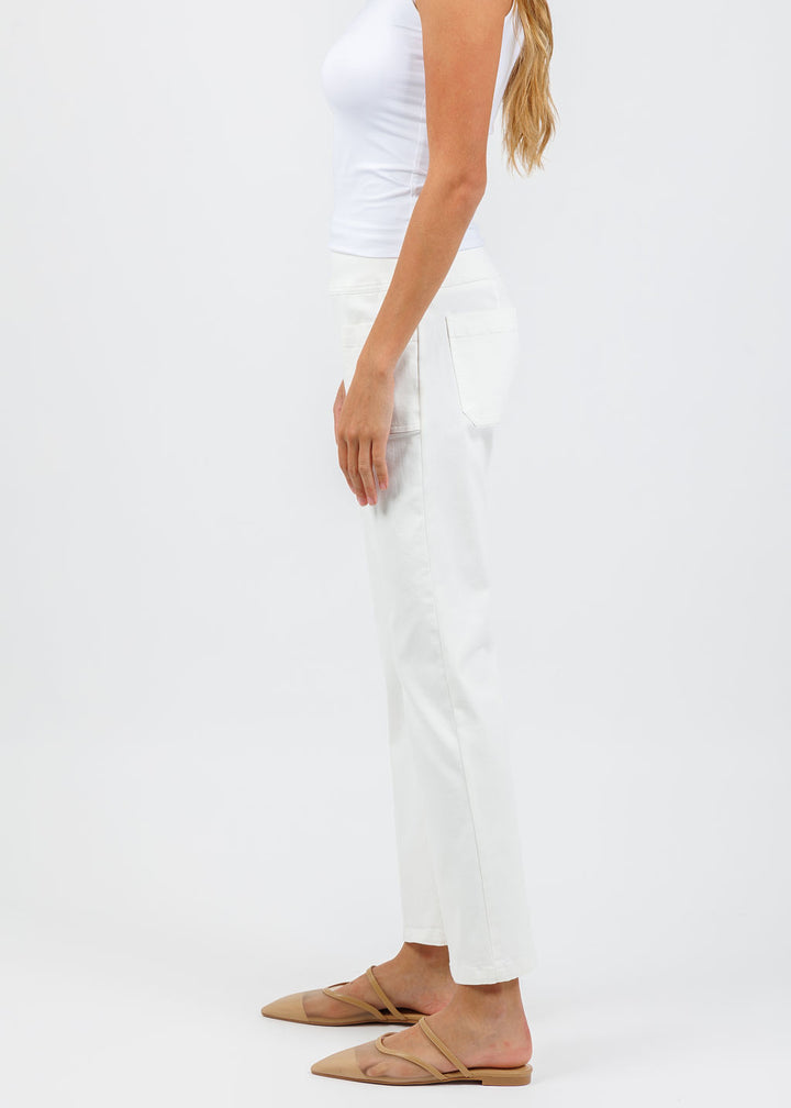 Elliott Lauren Twill Patch Pocket Jean in Cream available at Barbara Katz