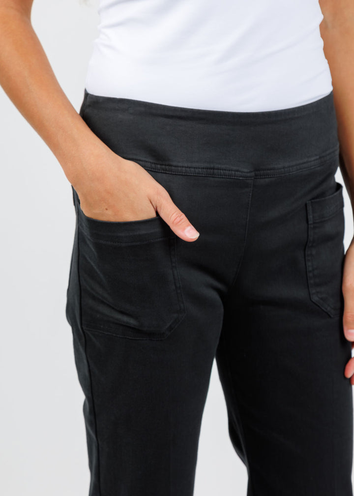 Elliott Lauren Twill Patch Pocket Jean in Tar available at Barbara Katz