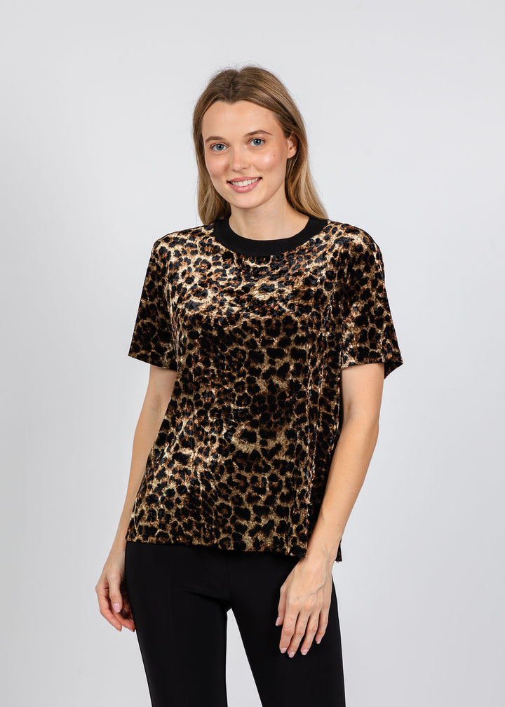 Elliott Lauren Velvet Animal T-Shirt in Leopard print available at Barbara Katz