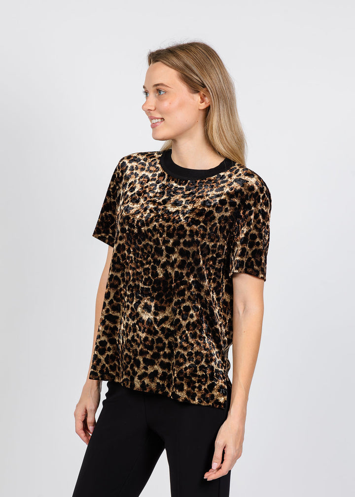 Elliott Lauren Velvet Animal T-Shirt in Leopard print available at Barbara Katz