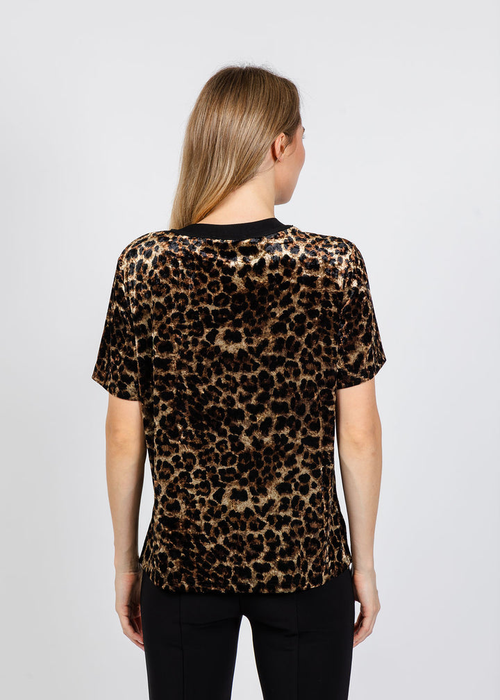 Elliott Lauren Velvet Animal T-Shirt in Leopard print available at Barbara Katz