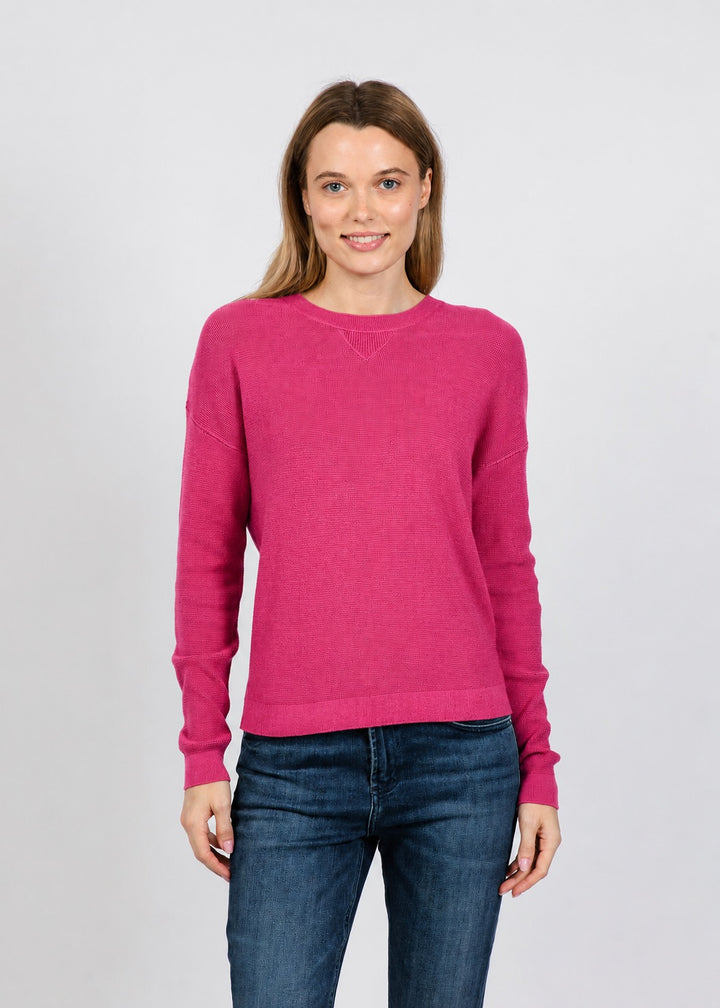 Elliott Lauren Waffle Stitch Crew Neck Sweater in Raspberry available at Barbara Katz