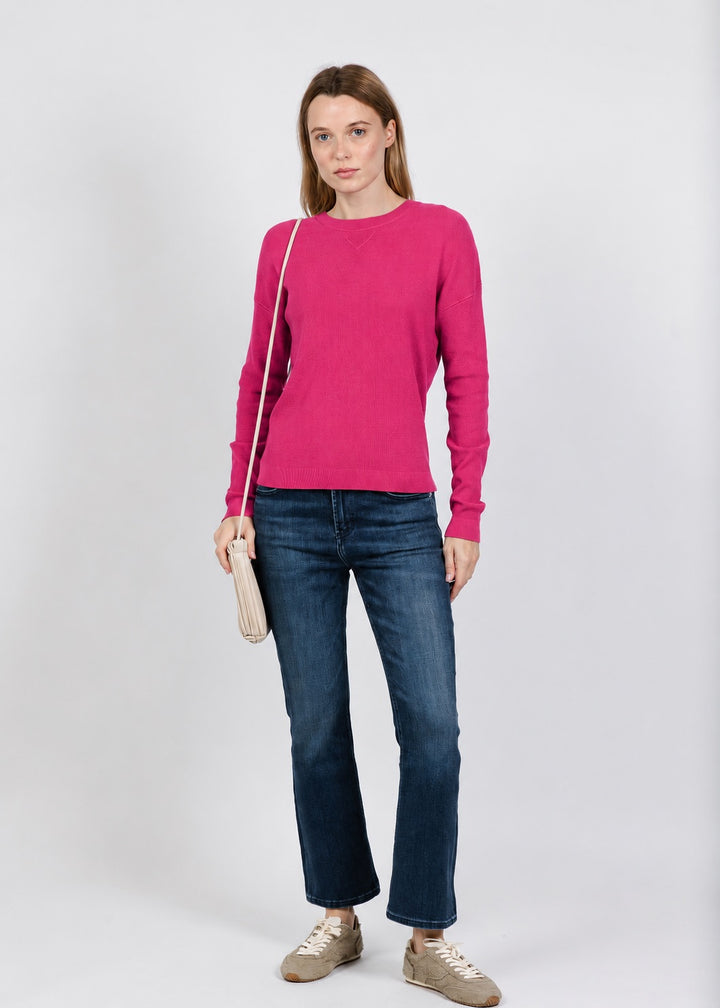 Elliott Lauren Waffle Stitch Crew Neck Sweater in Raspberry available at Barbara Katz