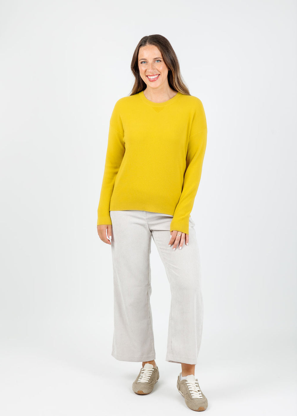 Elliott Lauren Waffle Stitch Sweater in Pear available at Barbara Katz
