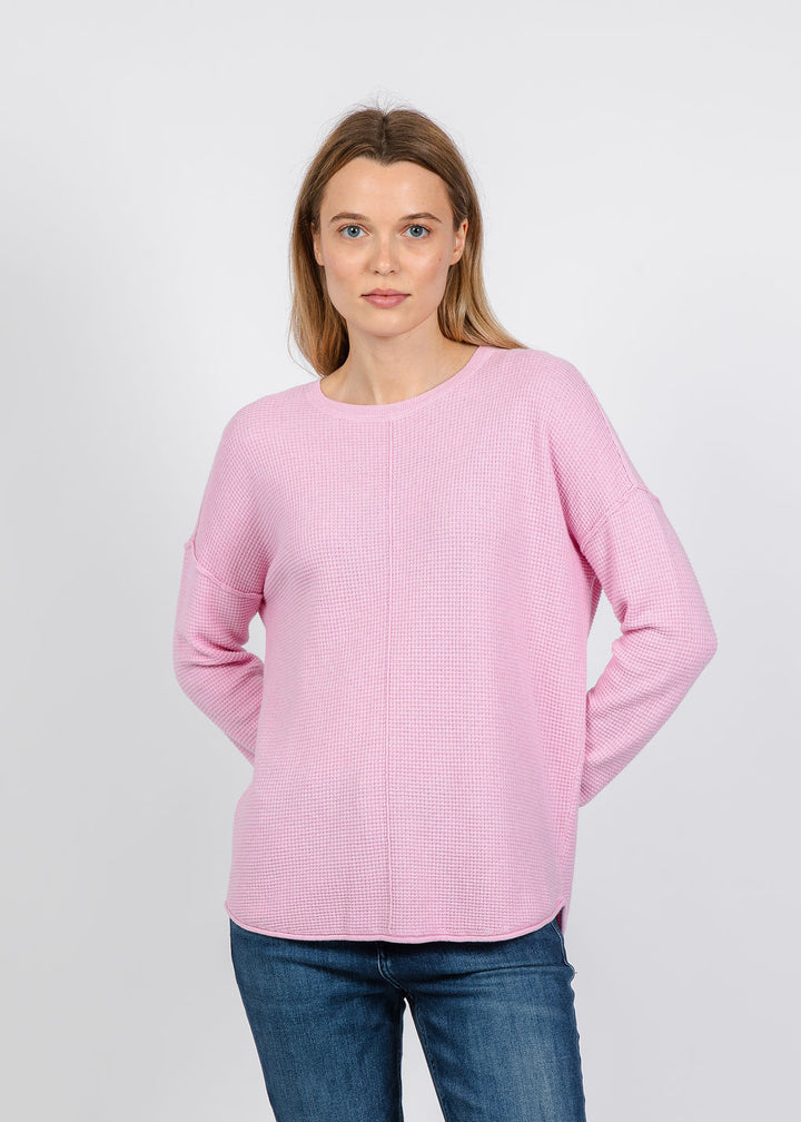 Elliott Lauren Waffle Stitch Sweater in Pink available at Barbara Katz