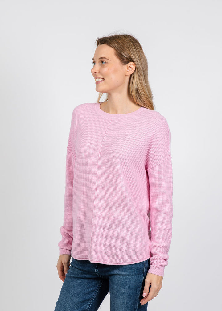Elliott Lauren Waffle Stitch Sweater in Pink available at Barbara Katz