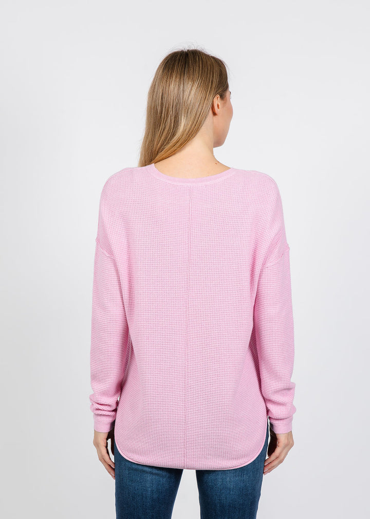 Elliott Lauren Waffle Stitch Sweater in Pink available at Barbara Katz