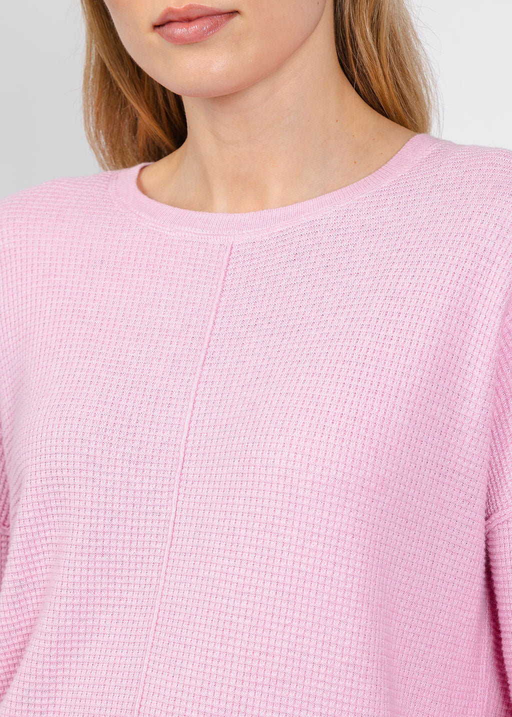 Elliott Lauren Waffle Stitch Sweater in Pink available at Barbara Katz
