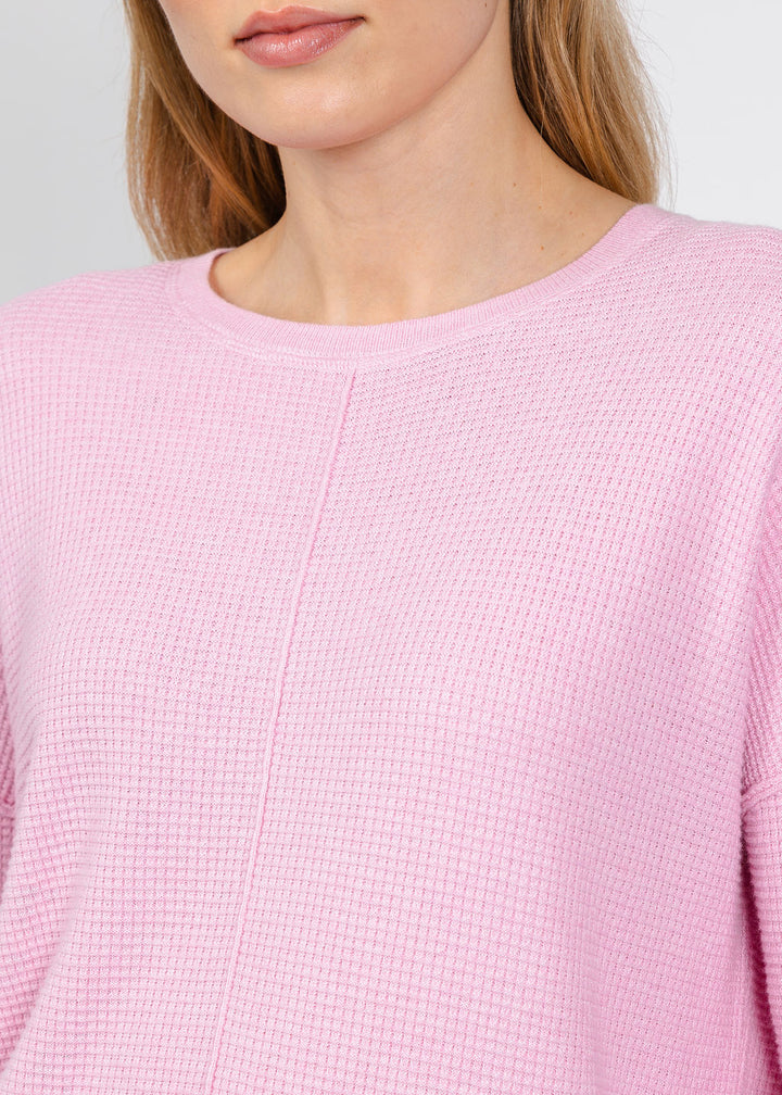 Elliott Lauren Waffle Stitch Sweater in Pink available at Barbara Katz
