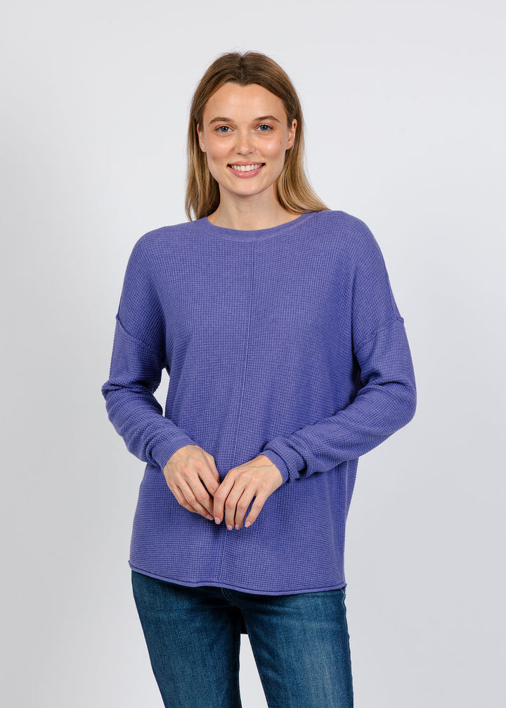 Elliott Lauren Waffle Stitch Sweater in Violet available at Barbara Katz