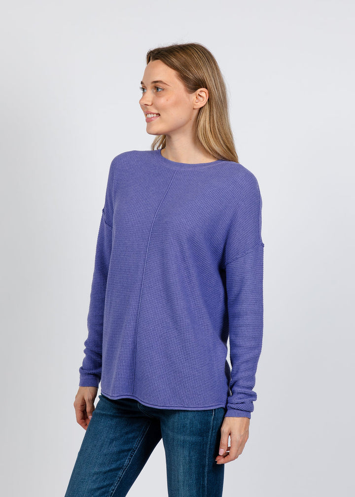 Elliott Lauren Waffle Stitch Sweater in Violet available at Barbara Katz