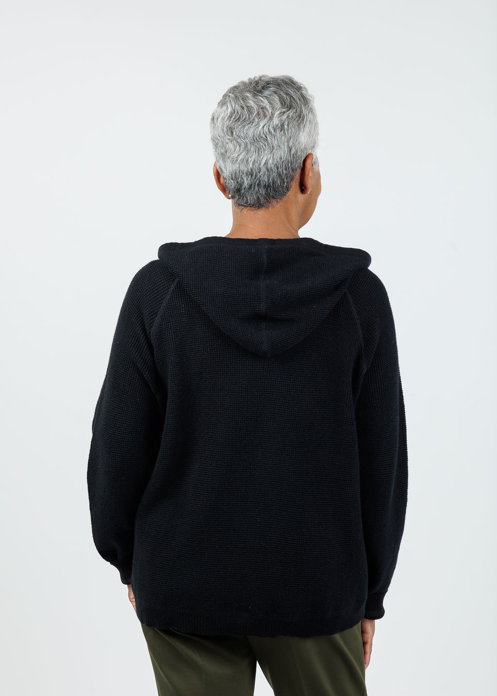 Elliott Lauren Waffle Zip Hoodie in Black available at Barbara Katz