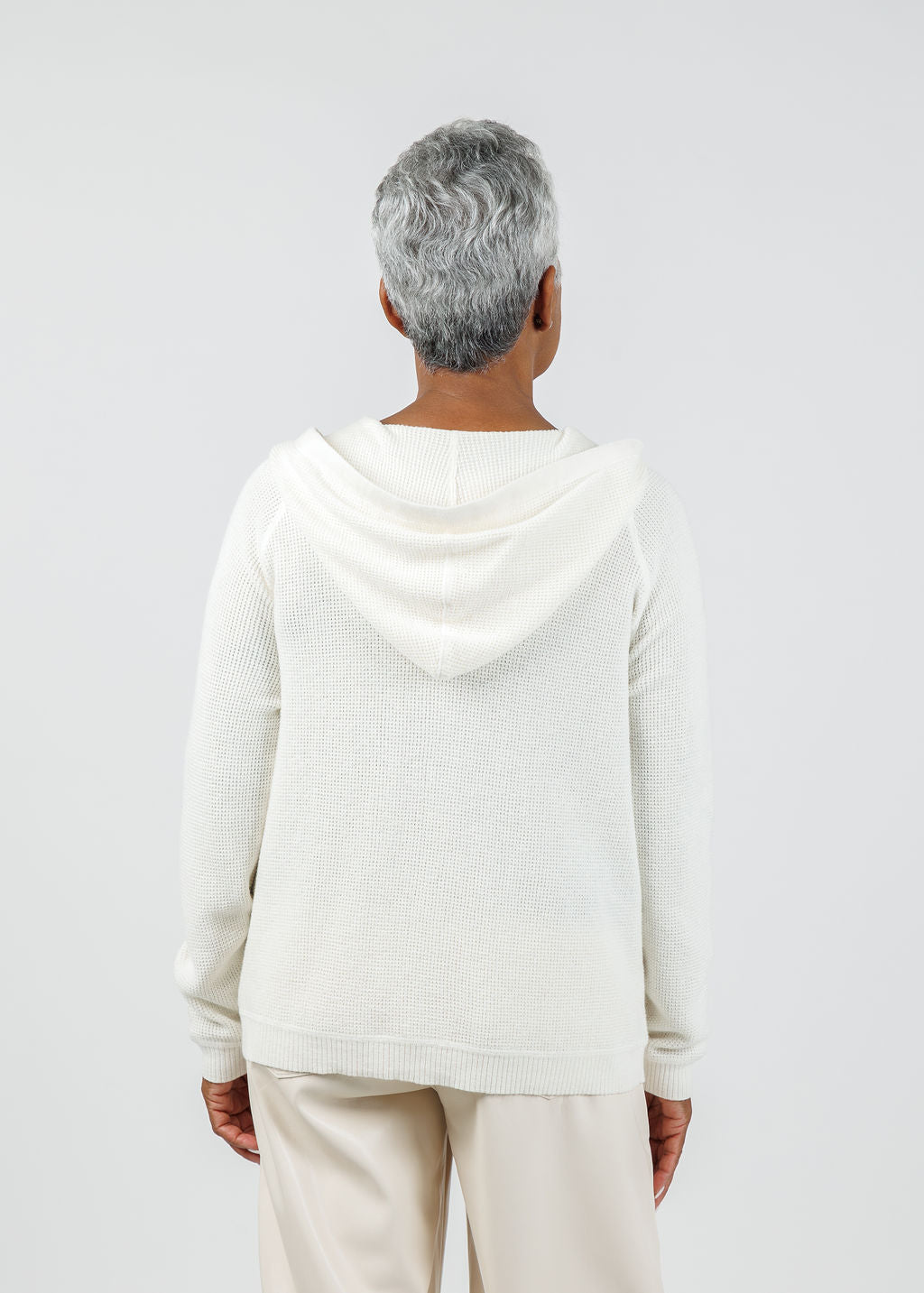 Elliott Lauren Waffle Zip Hoodie in Flour available at Barbara Katz