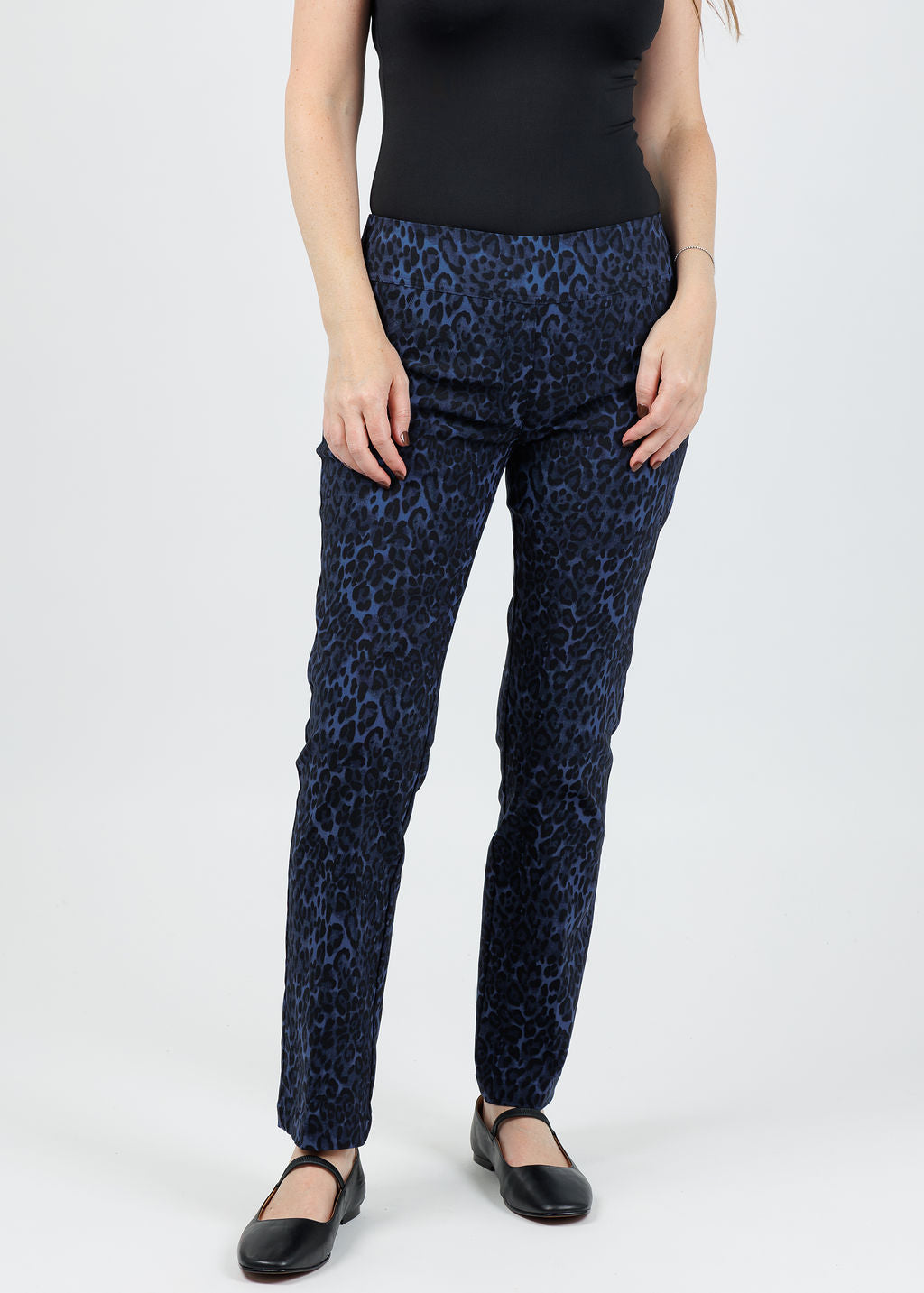 Elliott Lauren Wild Cat Pull-On Pants in Navy available at Barbara Katz