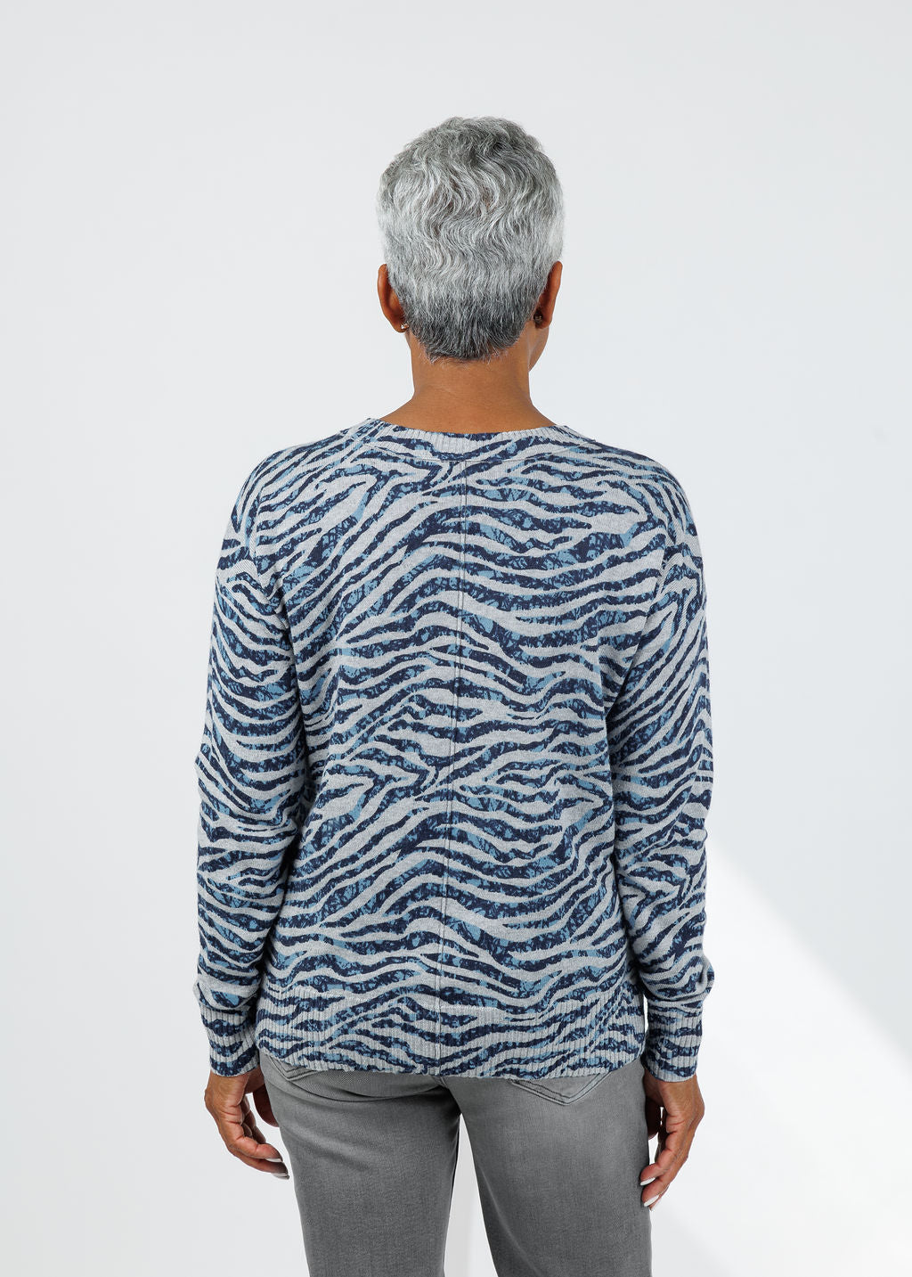 Elliott Lauren Wild at Heart Printed Sweater in Grey available at Barbara Katz