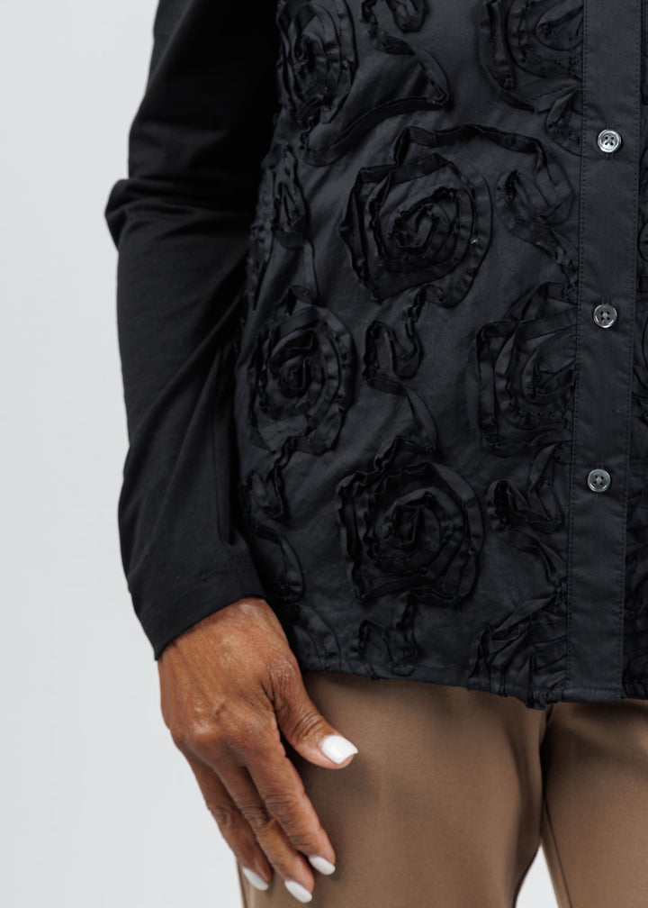 Elliott Lauren Winter Rose Shirt in Black available at Barbara Katz