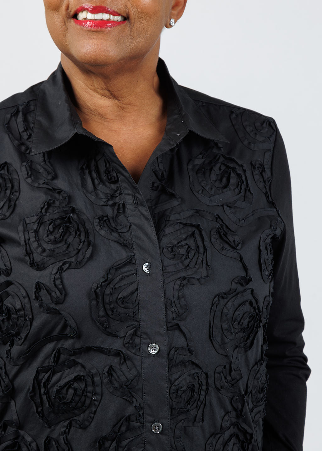 Elliott Lauren Winter Rose Shirt in Black available at Barbara Katz