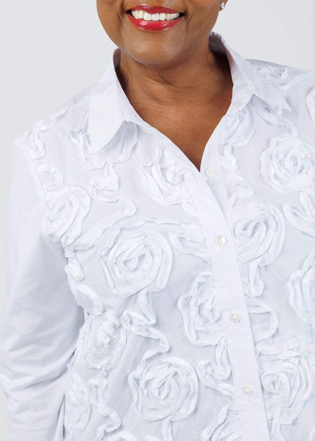 Elliott Lauren Winter Rose Shirt in White available at Barbara Katz