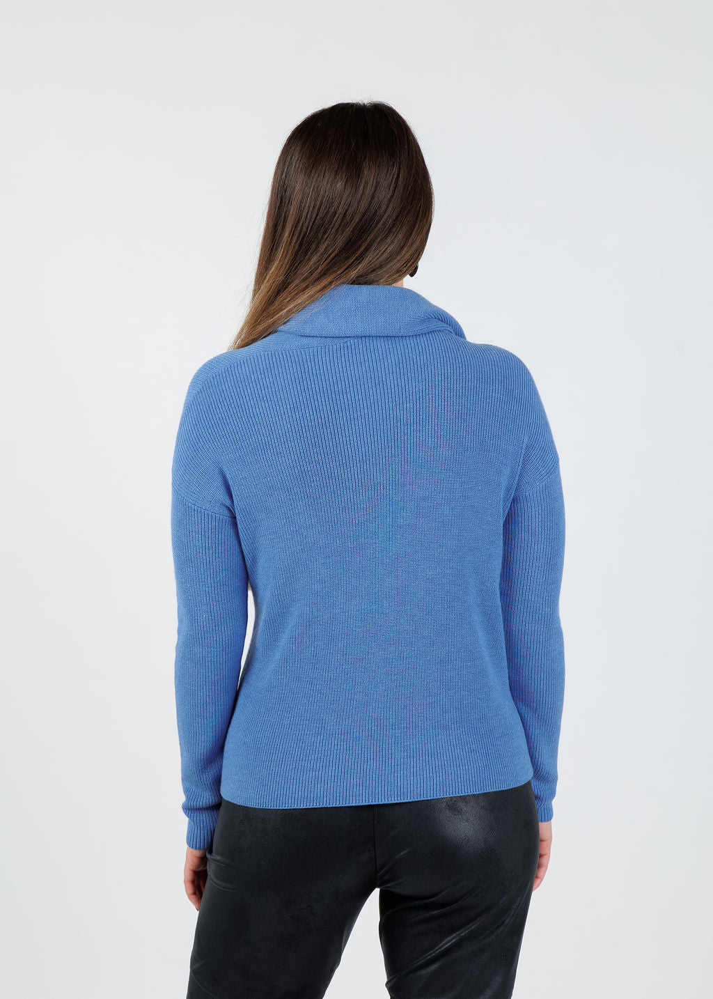 Elliott Lauren Wrap Scarf Sweater in Sky available at Barbara Katz