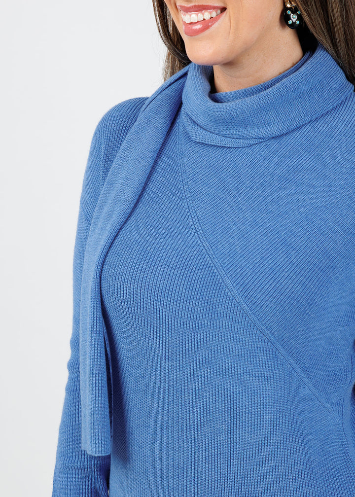 Elliott Lauren Wrap Scarf Sweater in Sky available at Barbara Katz