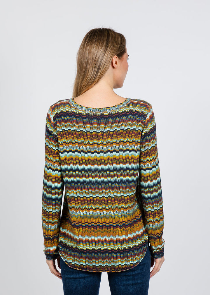 Zip Zag Long Sleeve Top - Multi