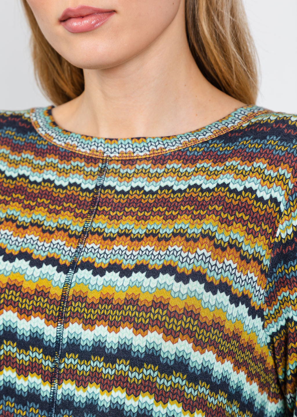 Elliott Lauren Zip Zag Long Sleeve Top in Multi available at Barbara Katz