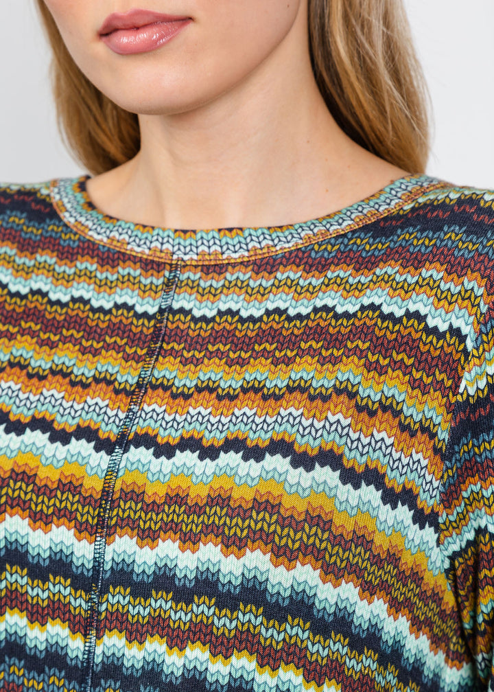 Elliott Lauren Zip Zag Long Sleeve Top in Multi available at Barbara Katz