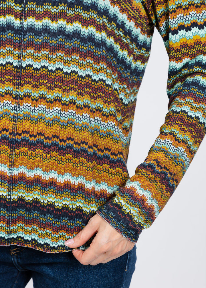 Elliott Lauren Zip Zag Long Sleeve Top in Multi available at Barbara Katz