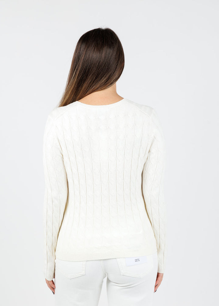 Elliott Lauren Cable Knit Sweater in Chalk available at Barbara Katz