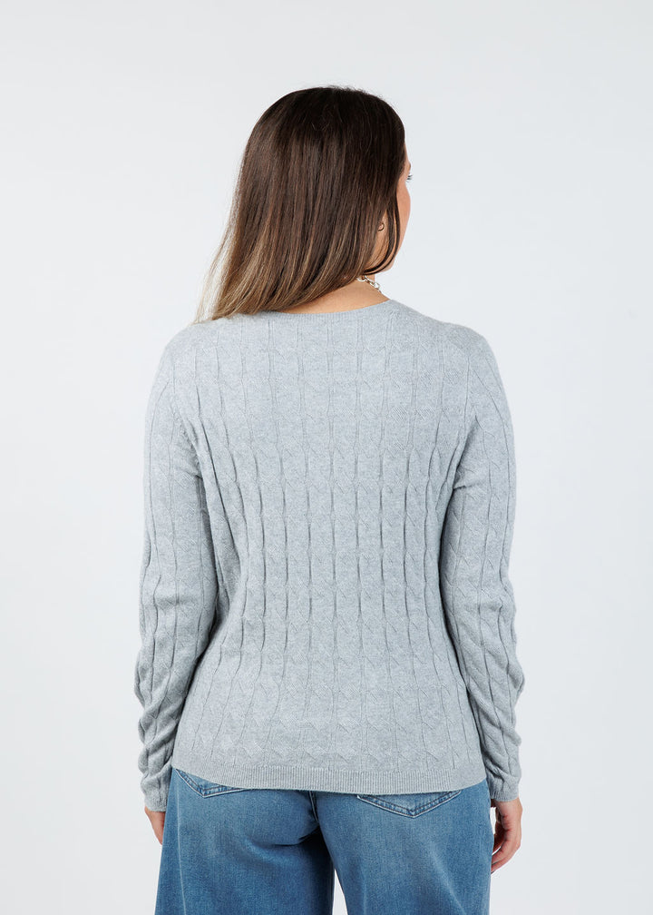 Elliott Lauren Cable Knit Sweater in Grey available at Barbara Katz
