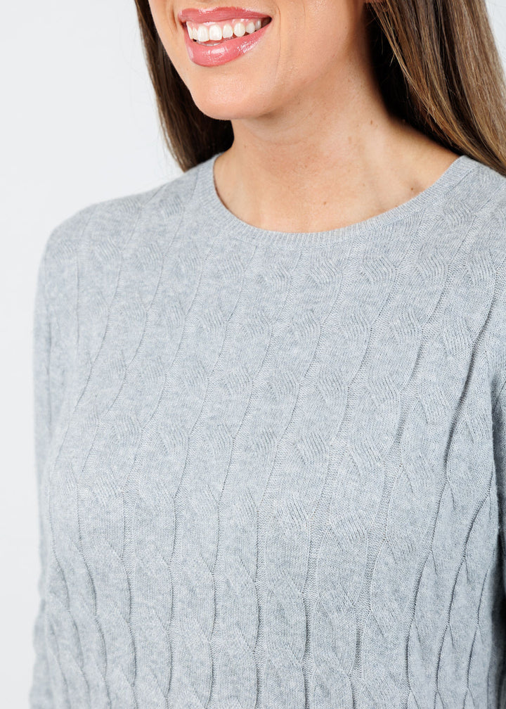 Elliott Lauren Cable Knit Sweater in Grey available at Barbara Katz