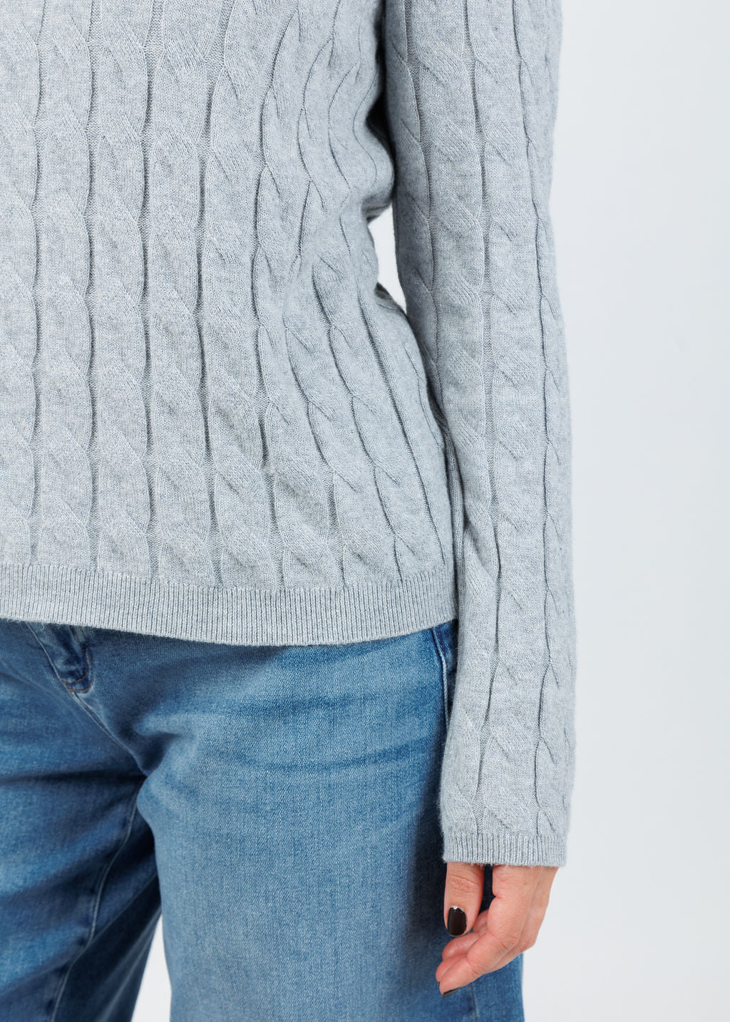 Elliott Lauren Cable Knit Sweater in Grey available at Barbara Katz