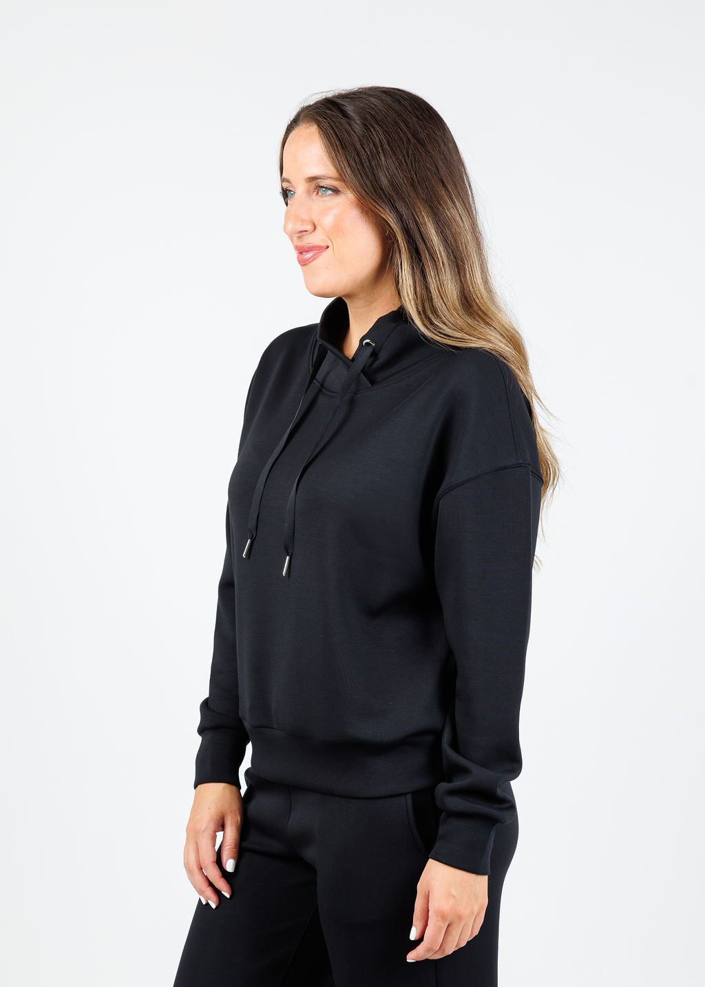 Elliott Lauren Comfort Zone Cowl Sweater in Black available at Barbara Katz