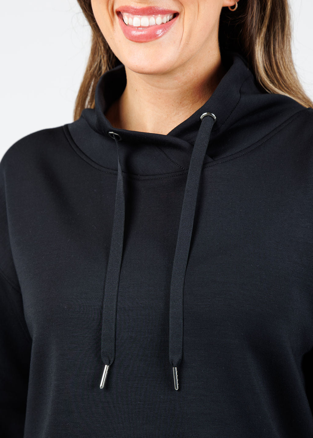 Elliott Lauren Comfort Zone Cowl Sweater in Black available at Barbara Katz