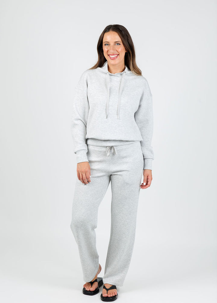 Elliott Lauren Comfort Zone Cowl Sweater in Grey paired with matching Comfort Zone Sweatpants available at Barbara Katz