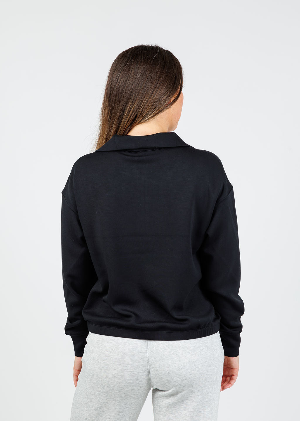Elliott Lauren Comfort Zone Half Zip Sweatshirt in Black available at Barbara Katz