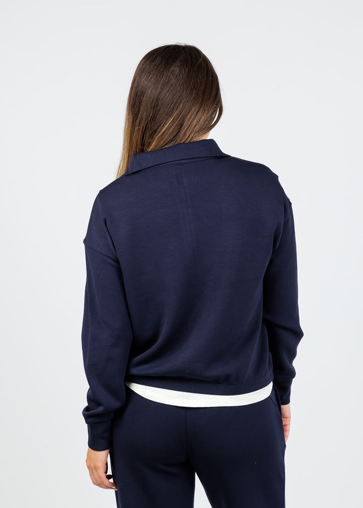 Elliott Lauren Comfort Zone Half Zip Sweatshirt in Navy available at Barbara Katz