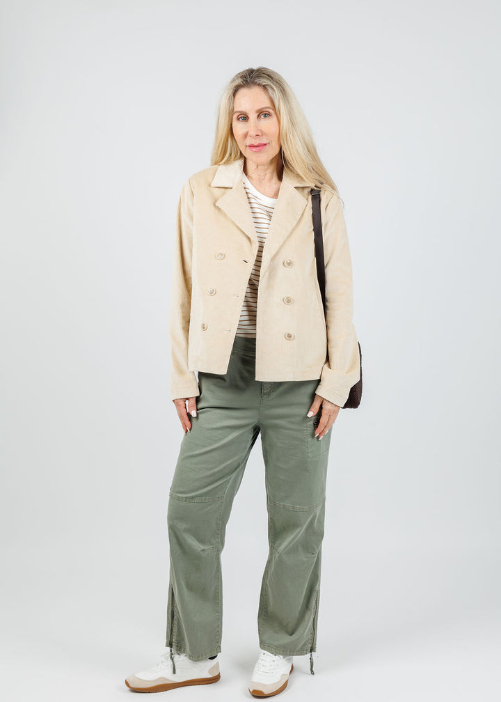 Elliott Lauren Corduroy Double-Breasted Jacket in Natural available at Barbara Katz