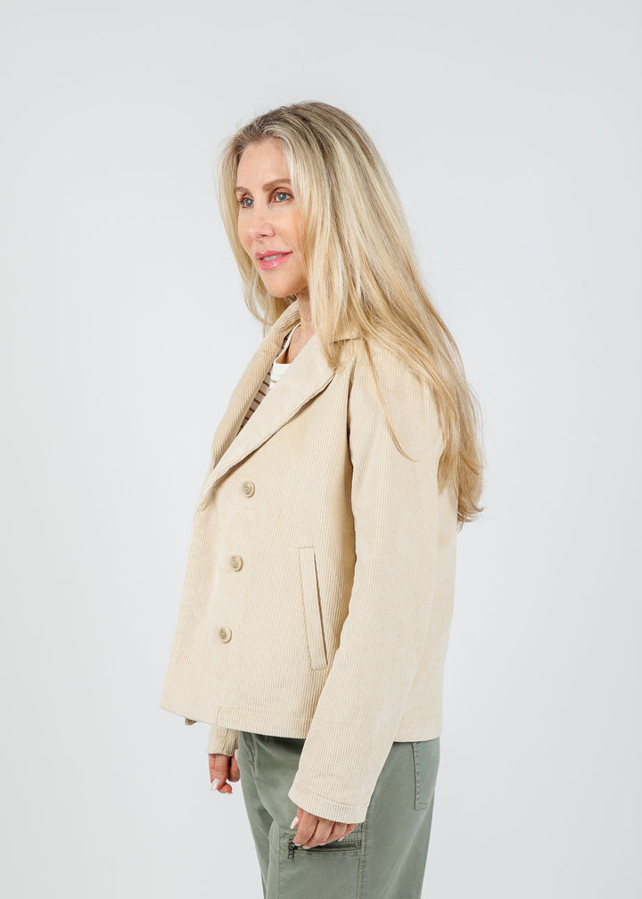 Elliott Lauren Corduroy Double-Breasted Jacket in Natural available at Barbara Katz