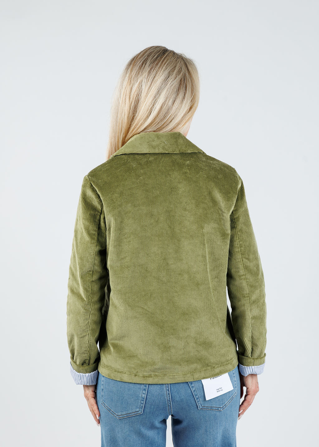 Elliott Lauren Corduroy Double-Breasted Jacket in Olive available at Barbara Katz