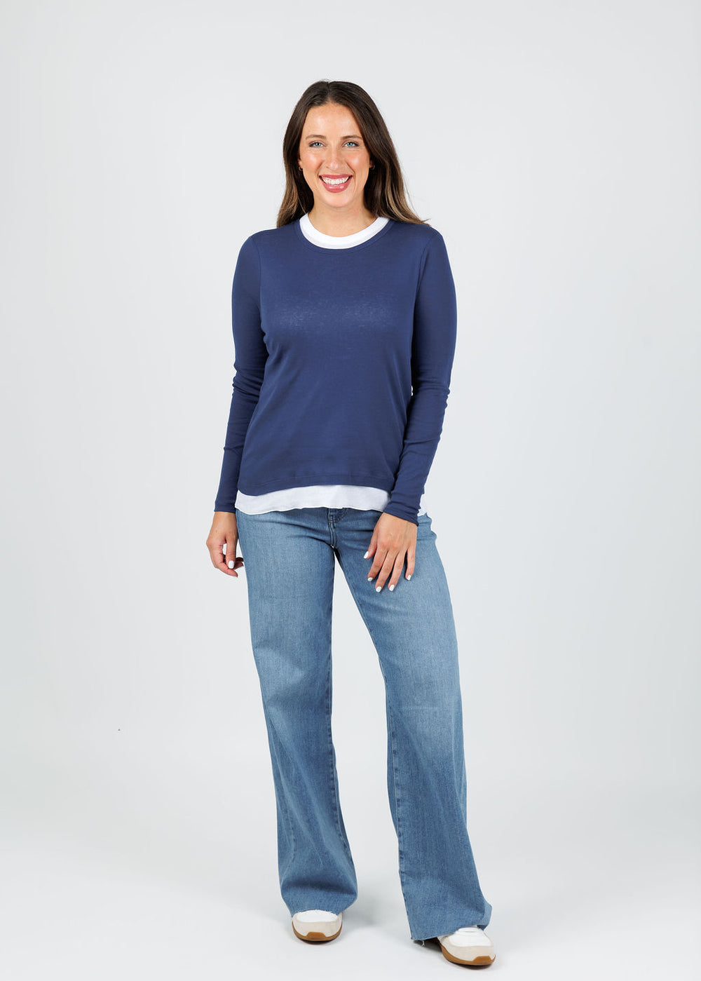 Elliott Lauren Double Talk Layered Tee in Cadet available at Barbara Katz