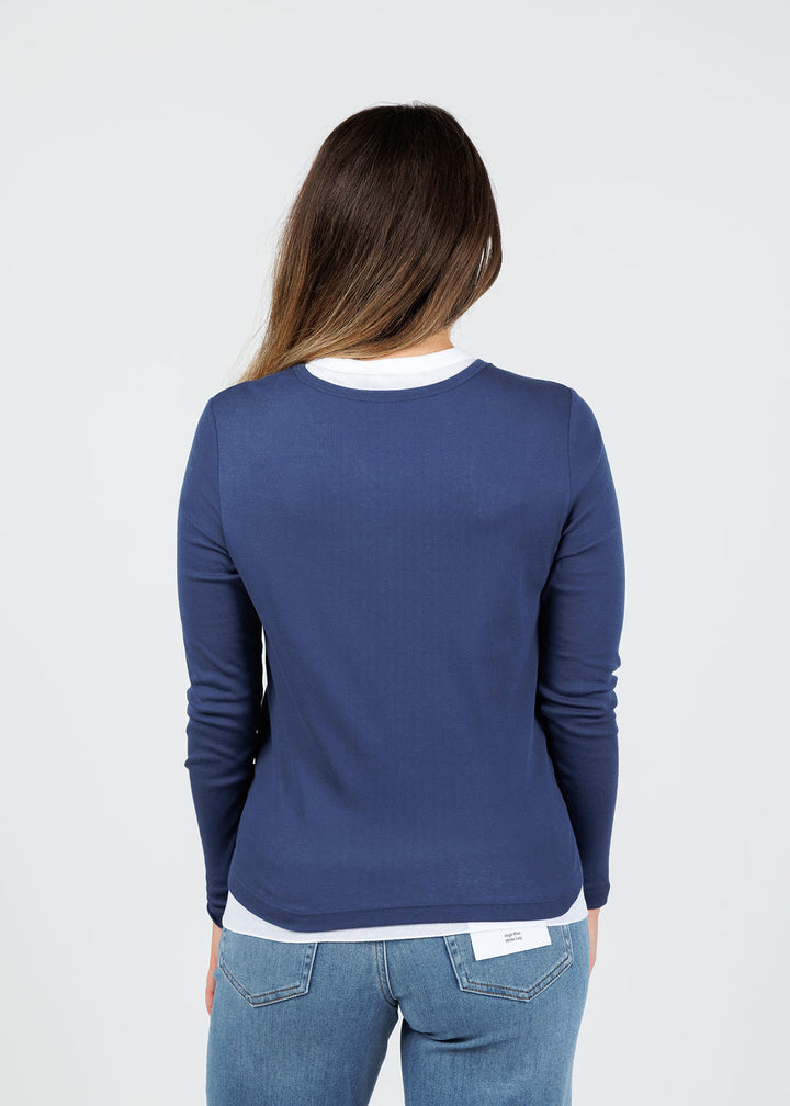 Elliott Lauren Double Talk Layered Tee in Cadet available at Barbara Katz