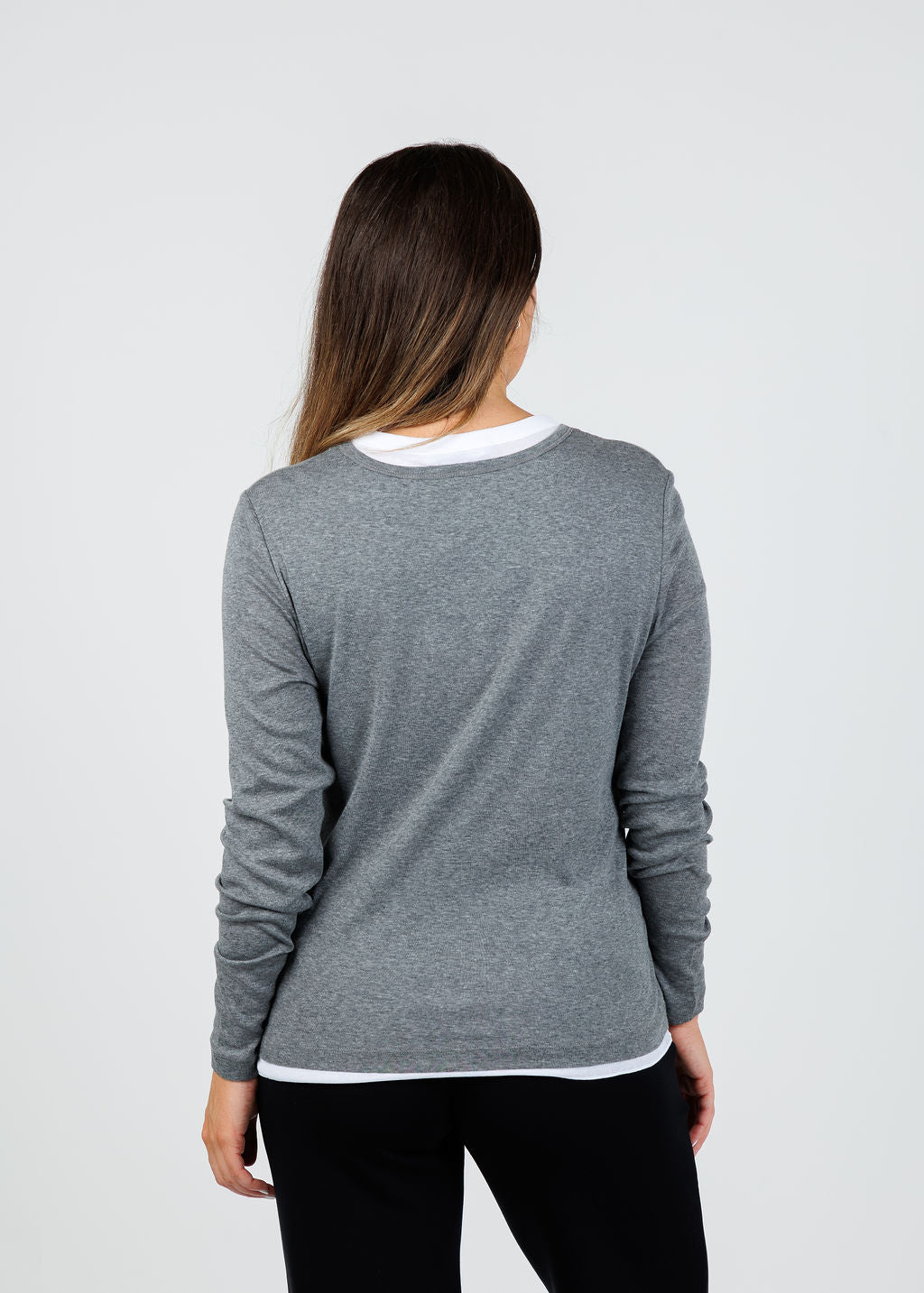 Elliott Lauren Double Talk Layered Tee in Heather Grey available at Barbara Katz