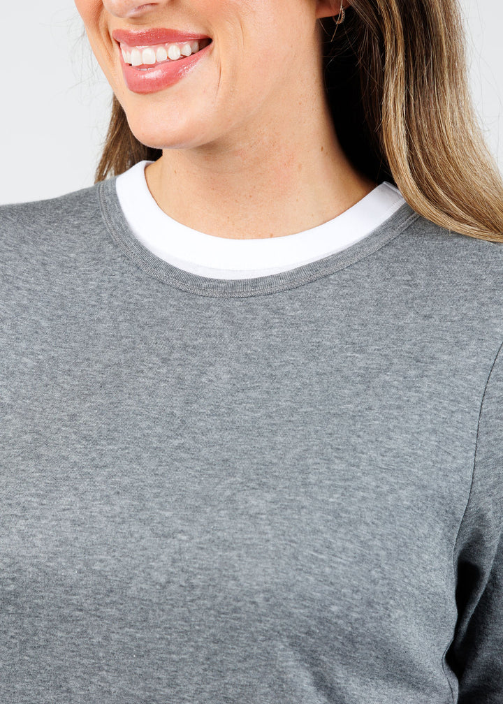 Elliott Lauren Double Talk Layered Tee in Heather Grey available at Barbara Katz