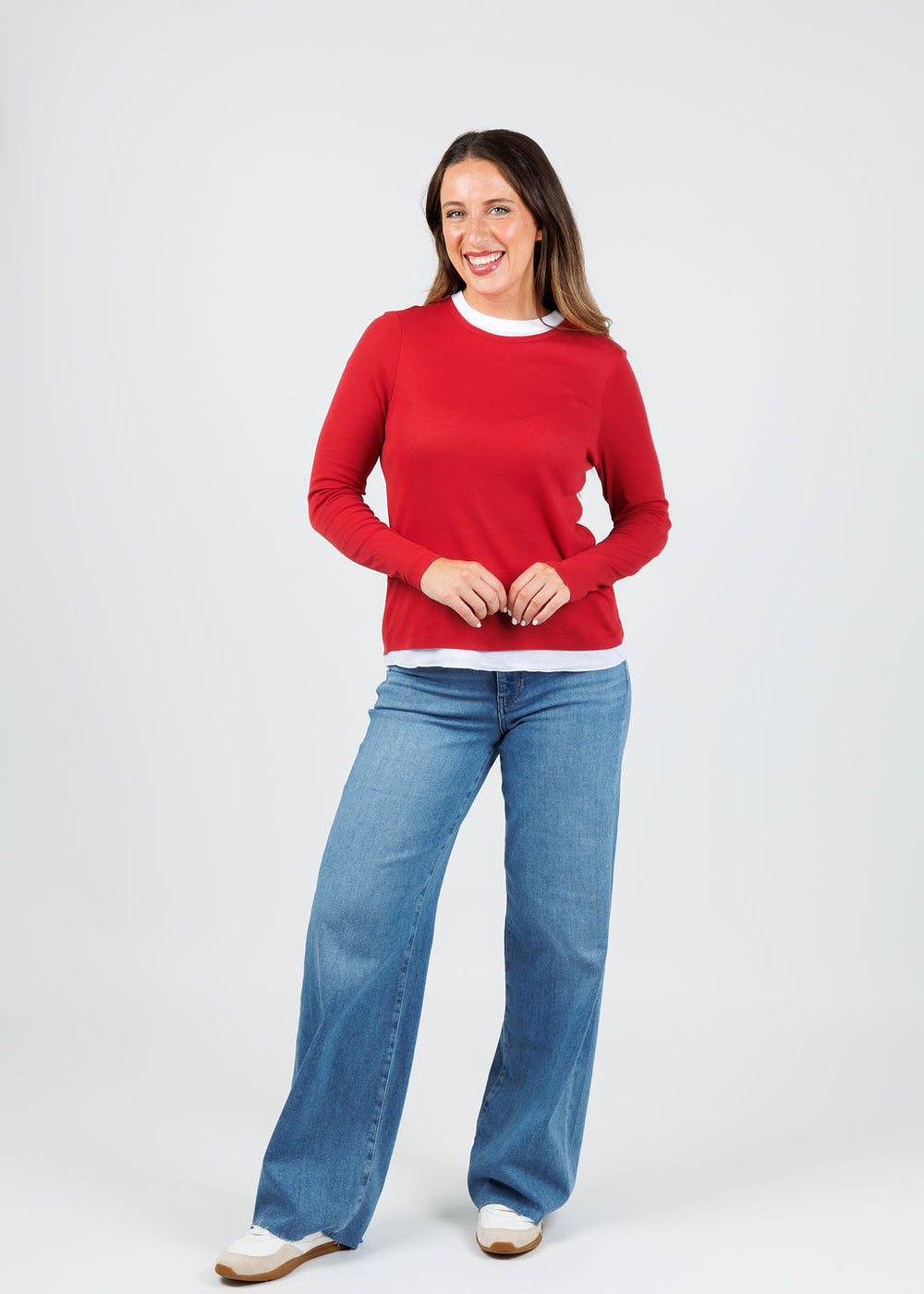 Elliott Lauren Double Talk Layered Tee in Red available at Barbara Katz