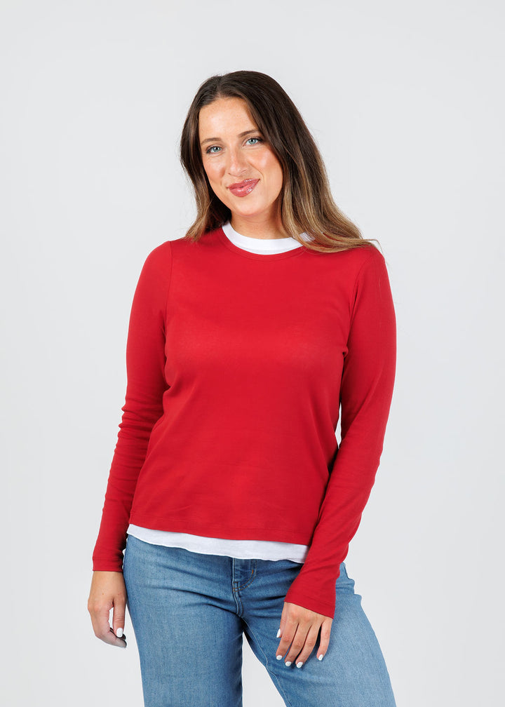 Elliott Lauren Double Talk Layered Tee in Red available at Barbara Katz