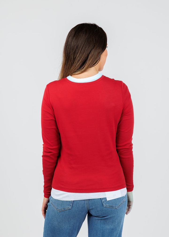 Elliott Lauren Double Talk Layered Tee in Red available at Barbara Katz